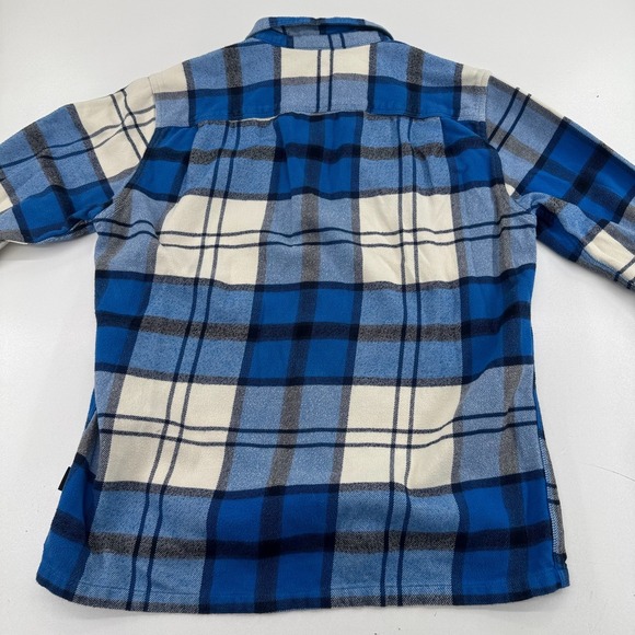 Patagonia Fjord Flannel Shirt MENS Blue Plaid Long Sleeve Cotton SIZE MEDIUM - Picture 5 of 9